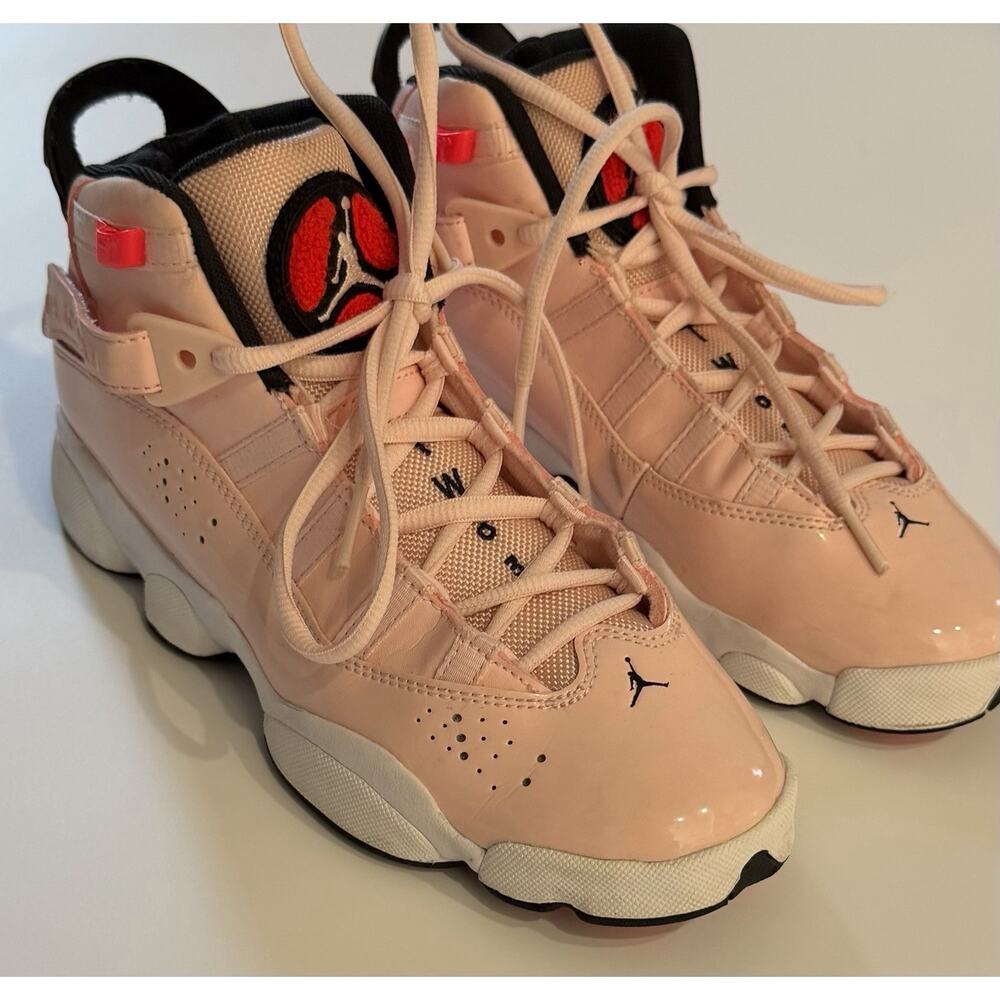Nike Girls Air Jordan 6 Rings 323419-602 Pink Black Youth 5Y (Women’s 6.5) Bball - Picture 4 of 6